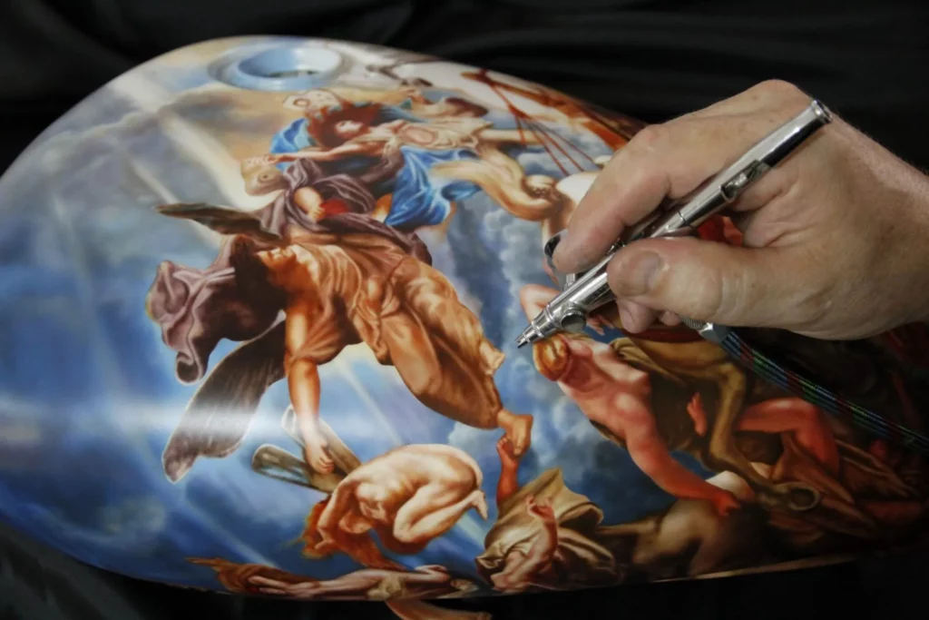 rubens,aerografia su serbatoio motocicletta